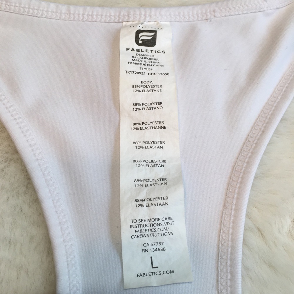 Fabletics white tank top size large - Picture 3 of 7